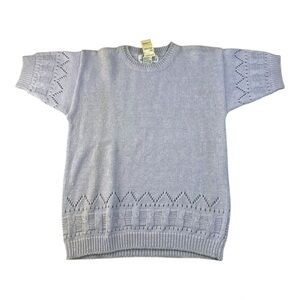 Vintage NWT NOS Fashion Workshop Sweater Short Sleeve Small Blue Ramie Cotton